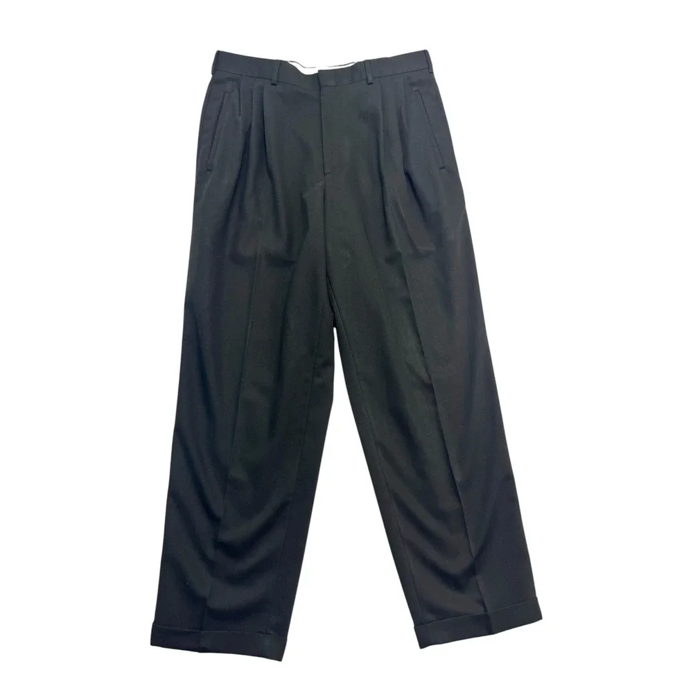 vtg 90s Savane 33x30 Charcoal Dress Suit Pants Trousers Pleated High Waisted